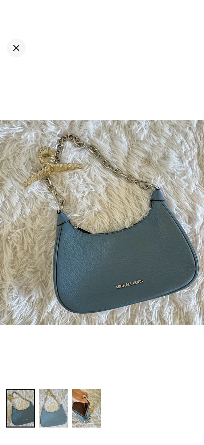 Michael Kors Blue Leather Shoulder Bag with Chain Strap