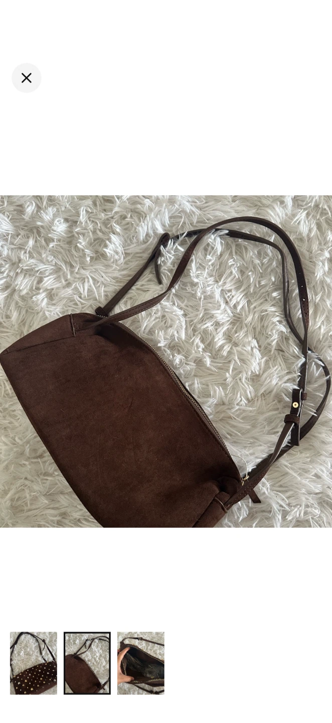 Brown Suede Shoulder Bag with Studs - photo 2