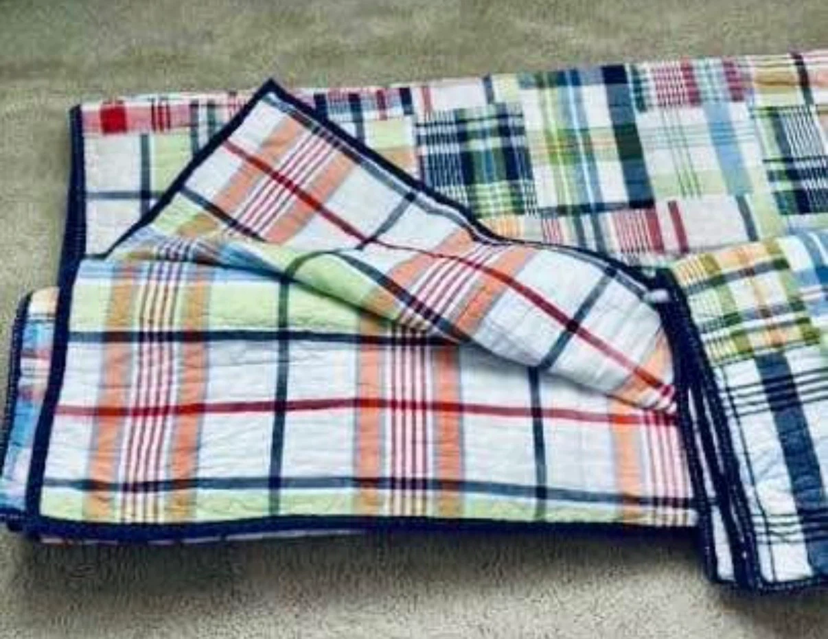 Pottery Barn Kids Madras quilt & standard sham - twin