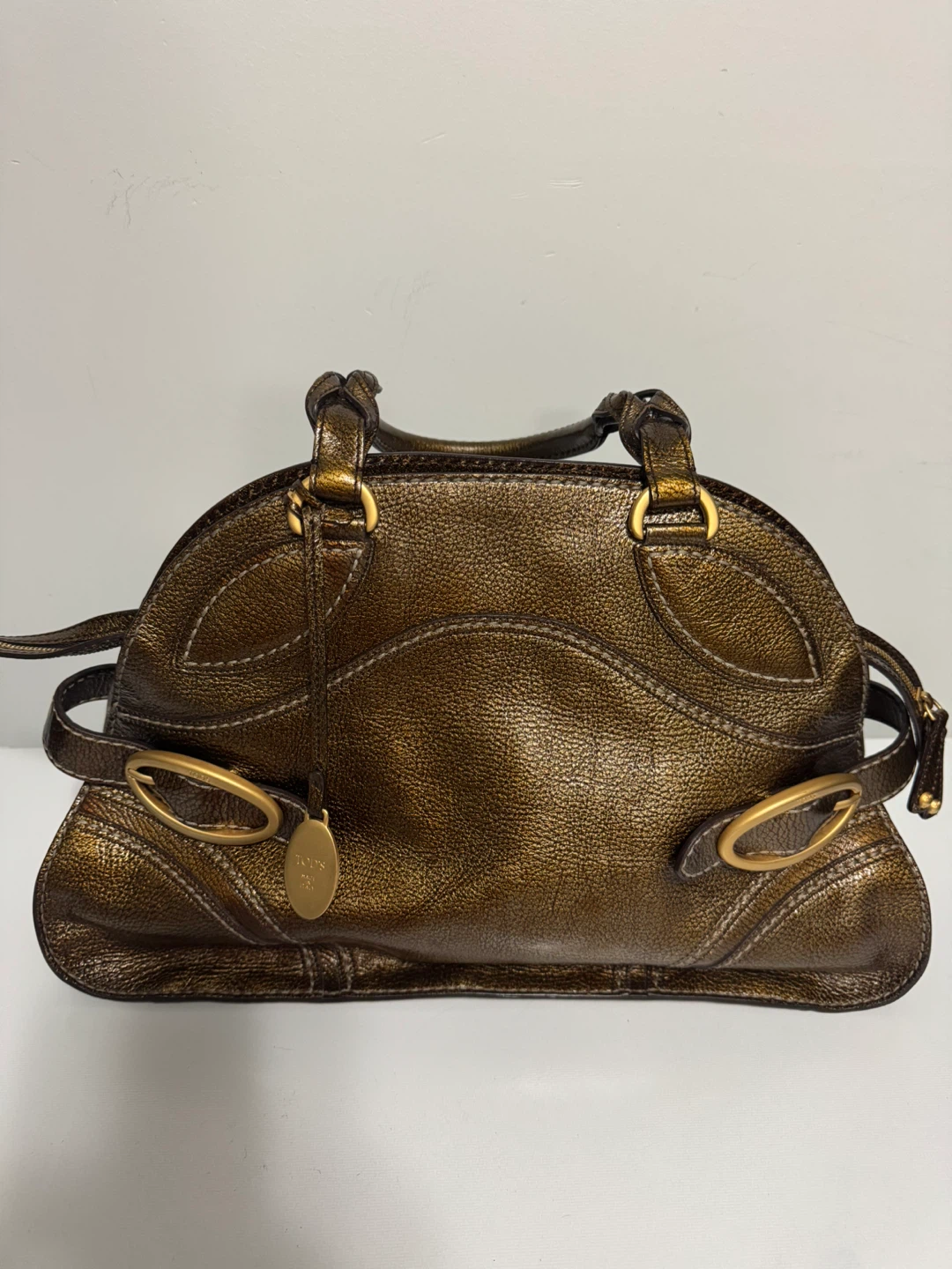 TOD'S Women's Bronze Metallic Leather Handbag