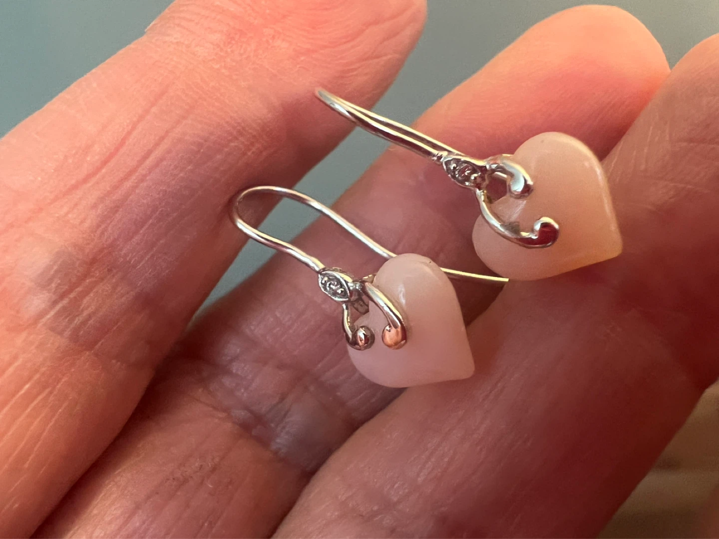 10 k Pink quartz Heart Dangle Earrings - photo 3