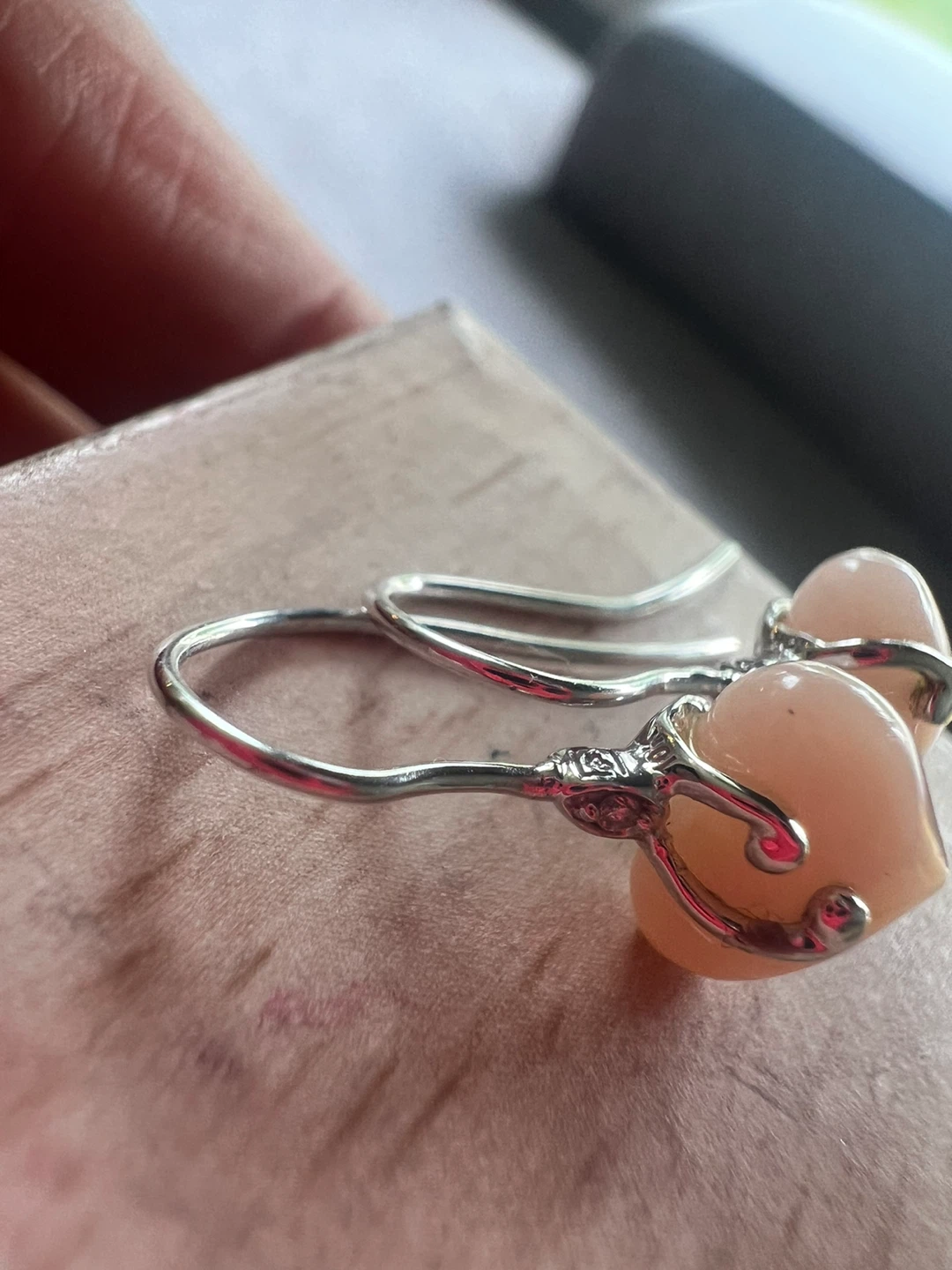 10 k Pink quartz Heart Dangle Earrings - photo 5