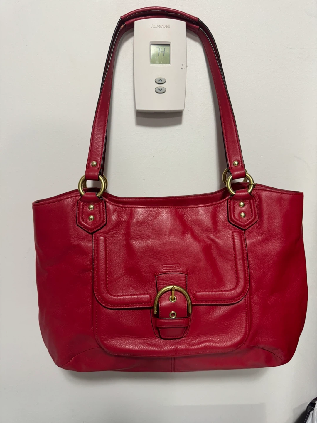 Coach Campbell red Leather Tote Bag