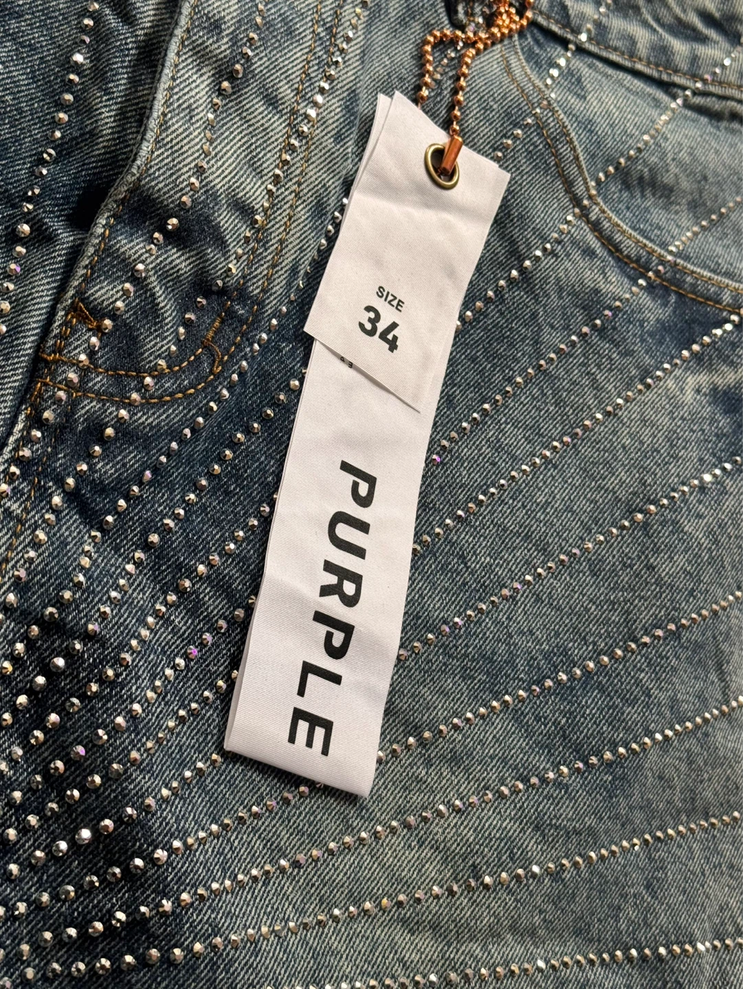 Purple Denim RhineStone Jeans - photo 4