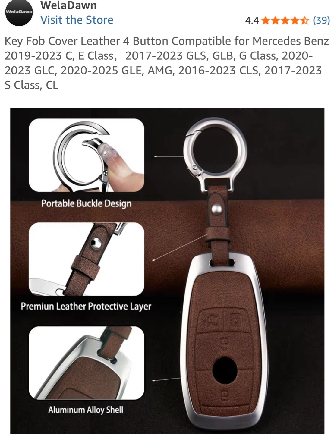 Key Fob Cover for Mercedes Benz (Leather) - photo 4