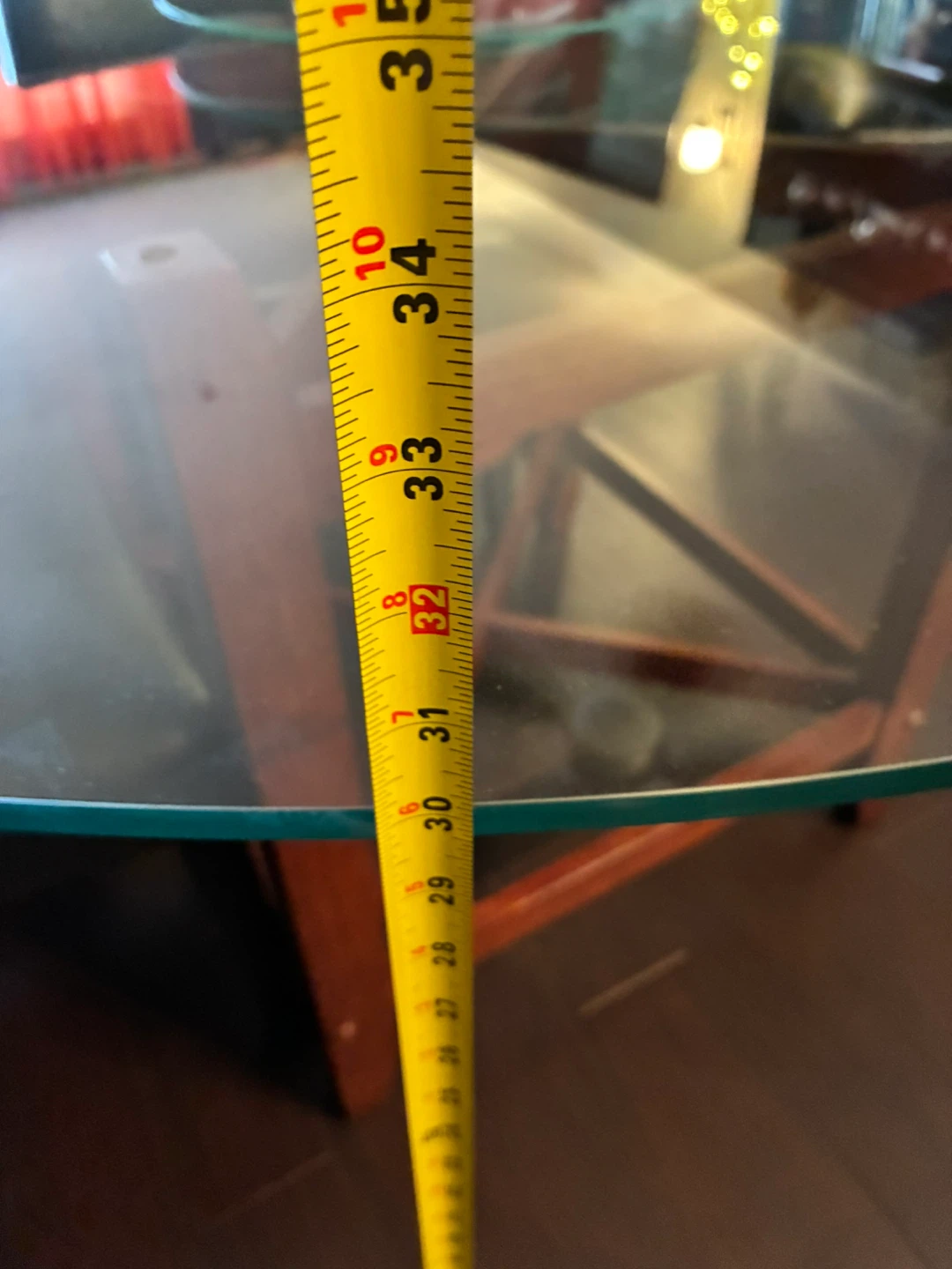 Round Glass Top Dining Table with Wood Base - photo 2