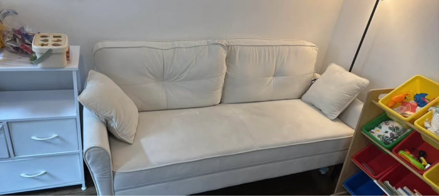 Cream Loveseat Sofa with Pillows