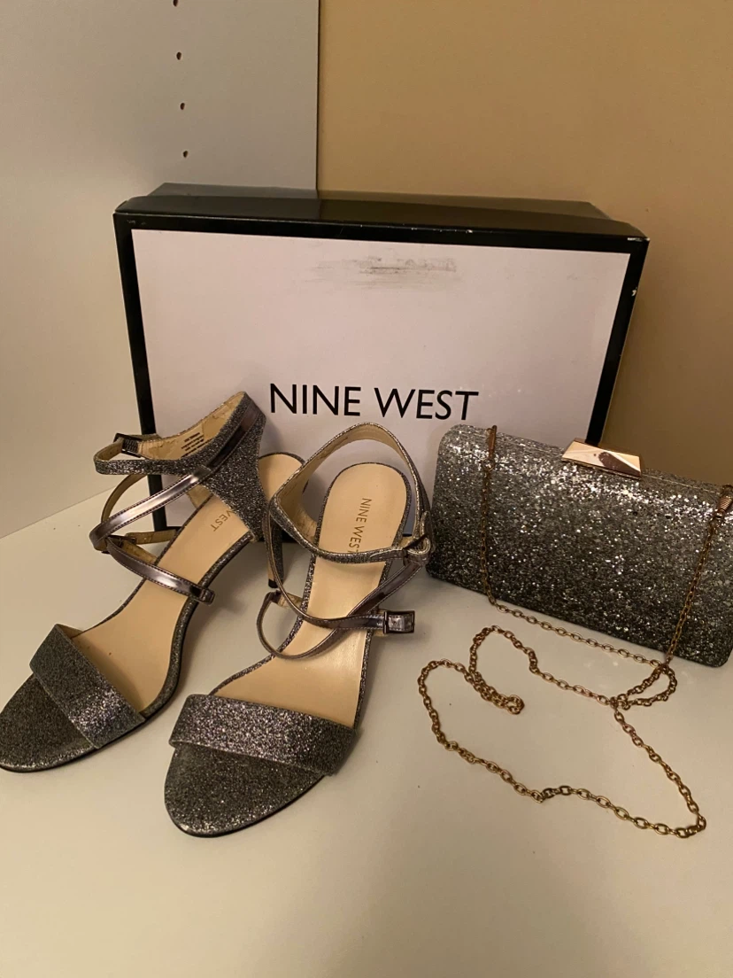 Nine West Glitter Heels and Clutch Set