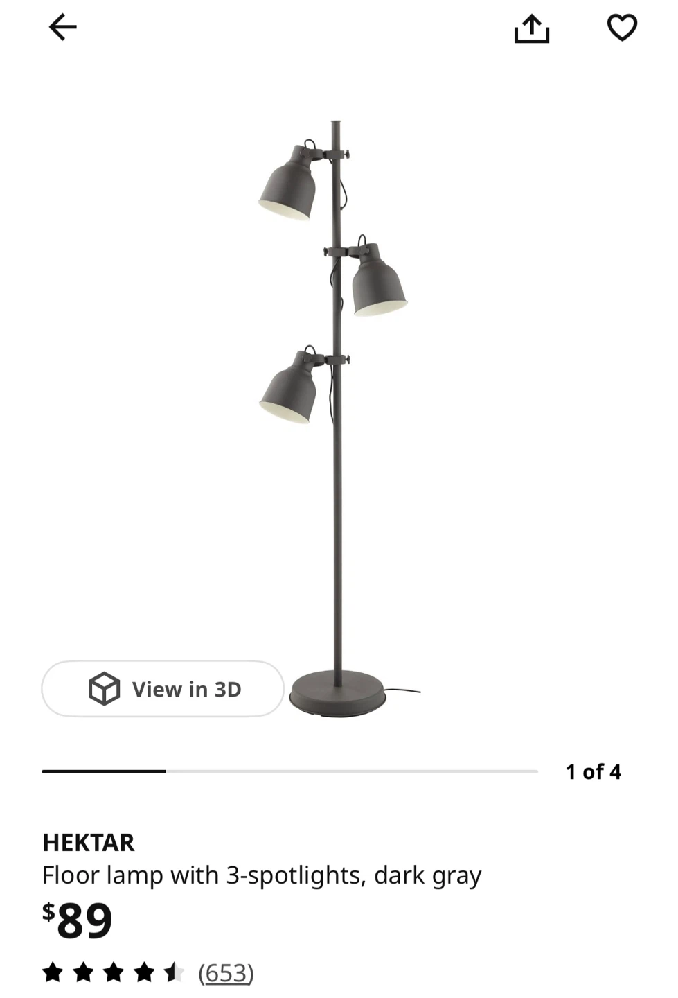 IKEA Hektar Floor Lamp - Dark Gray - photo 2