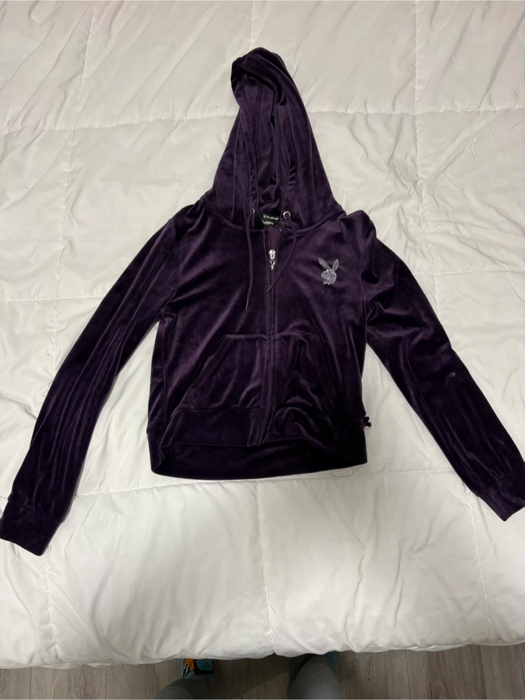 Playboy Velour Zip-Up Hoodie - Purple