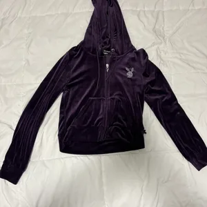 Playboy Velour Zip-Up Hoodie - Purple