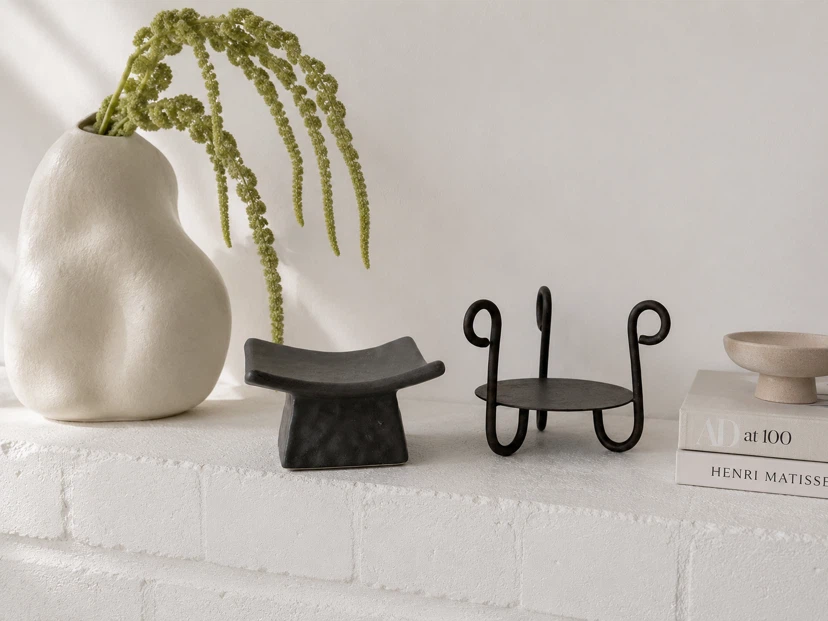 Set of Ceramic Incense and Metal Candle Holders - photo 4