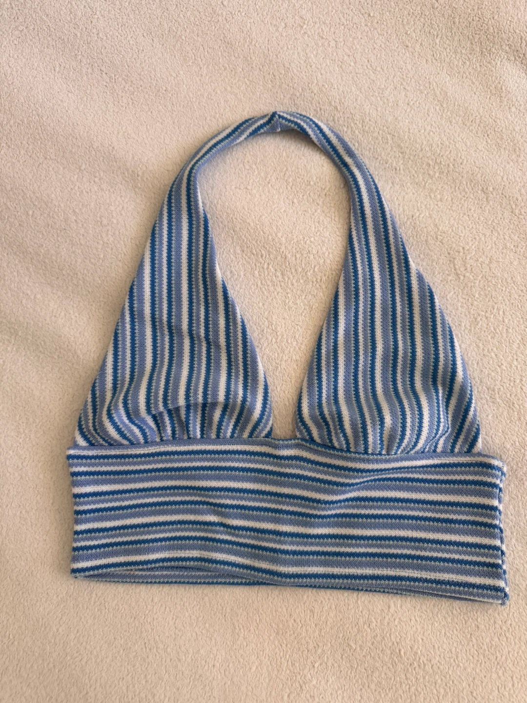H&M Divided Blue Striped Halter Crop Top