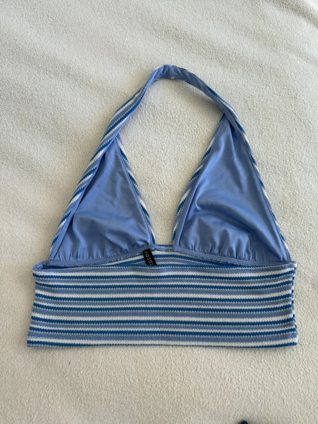H&M Divided Blue Striped Halter Crop Top - photo 2
