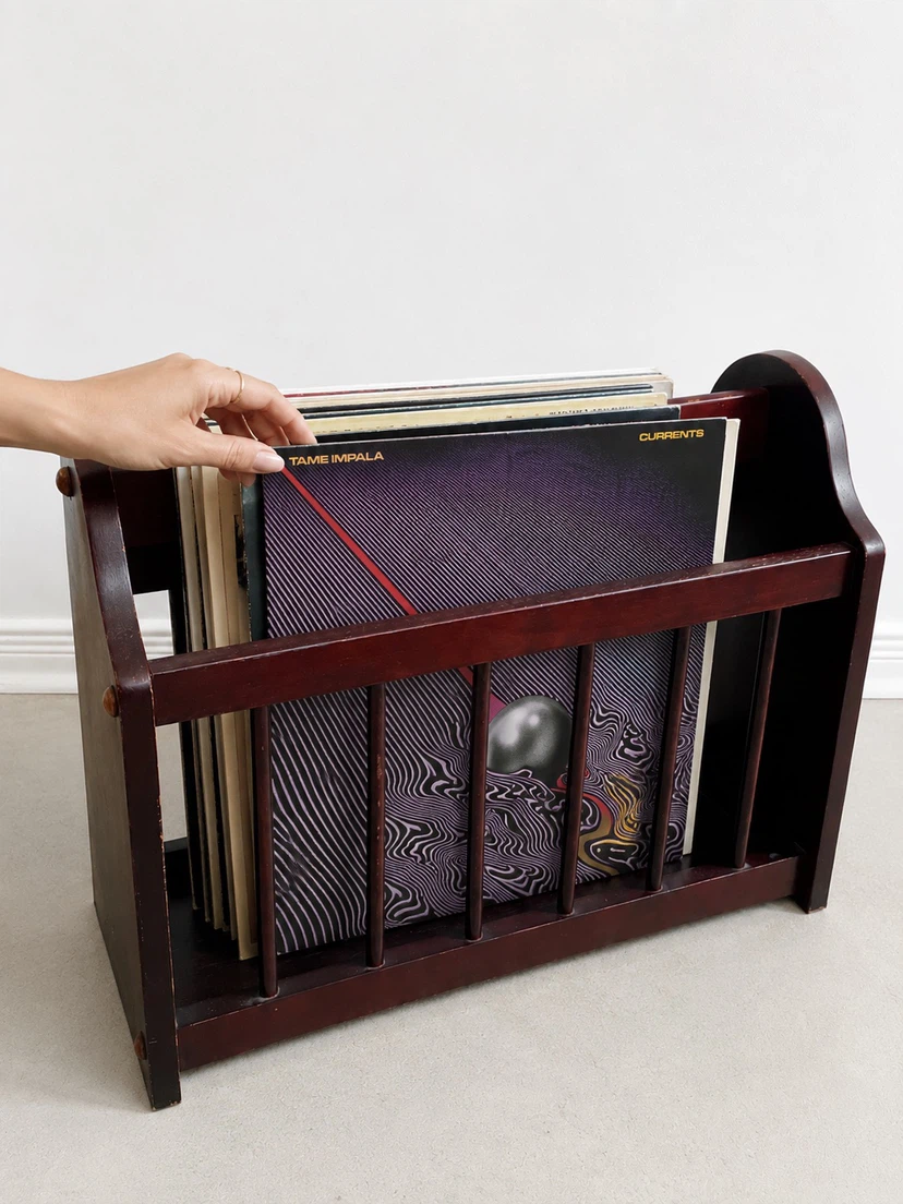 Vintage Mahogany Wooden Magazine Rack