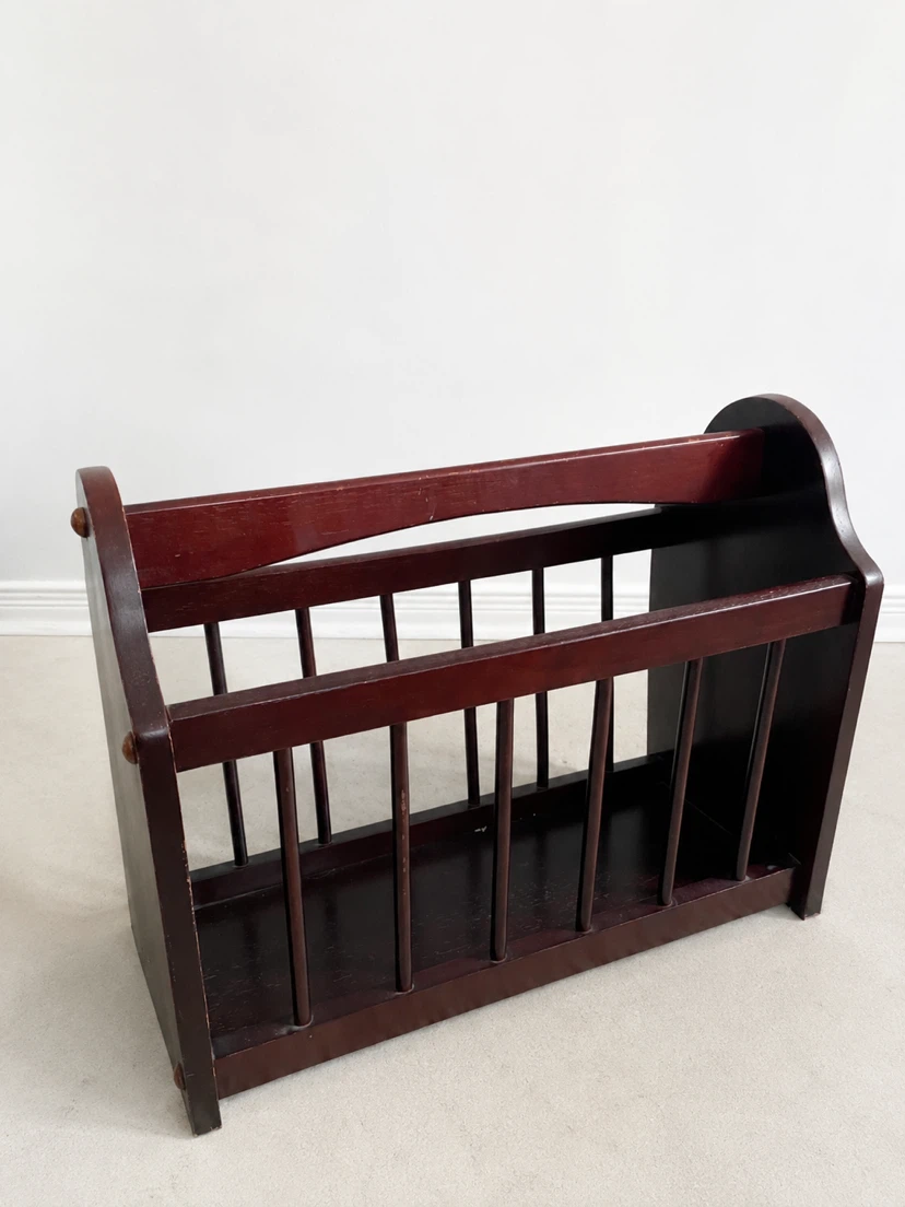 Vintage Mahogany Wooden Magazine Rack - photo 3