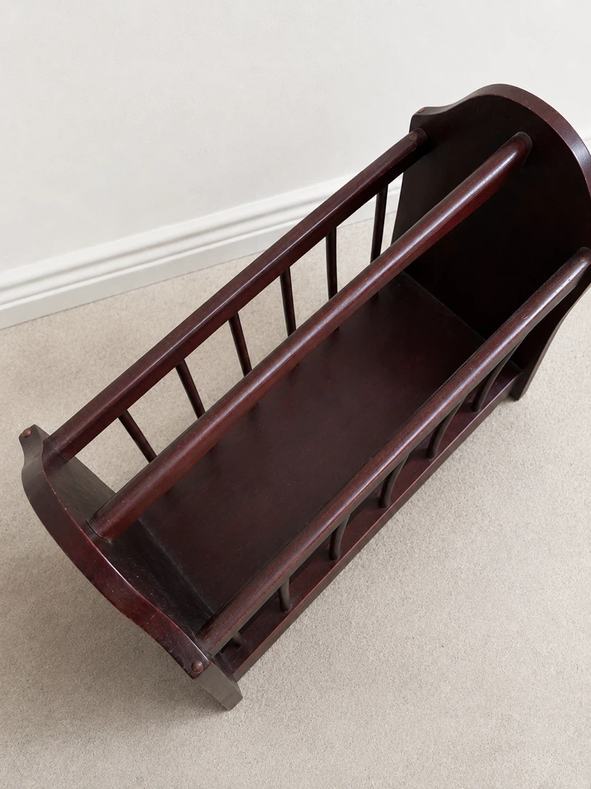 Vintage Mahogany Wooden Magazine Rack - photo 4