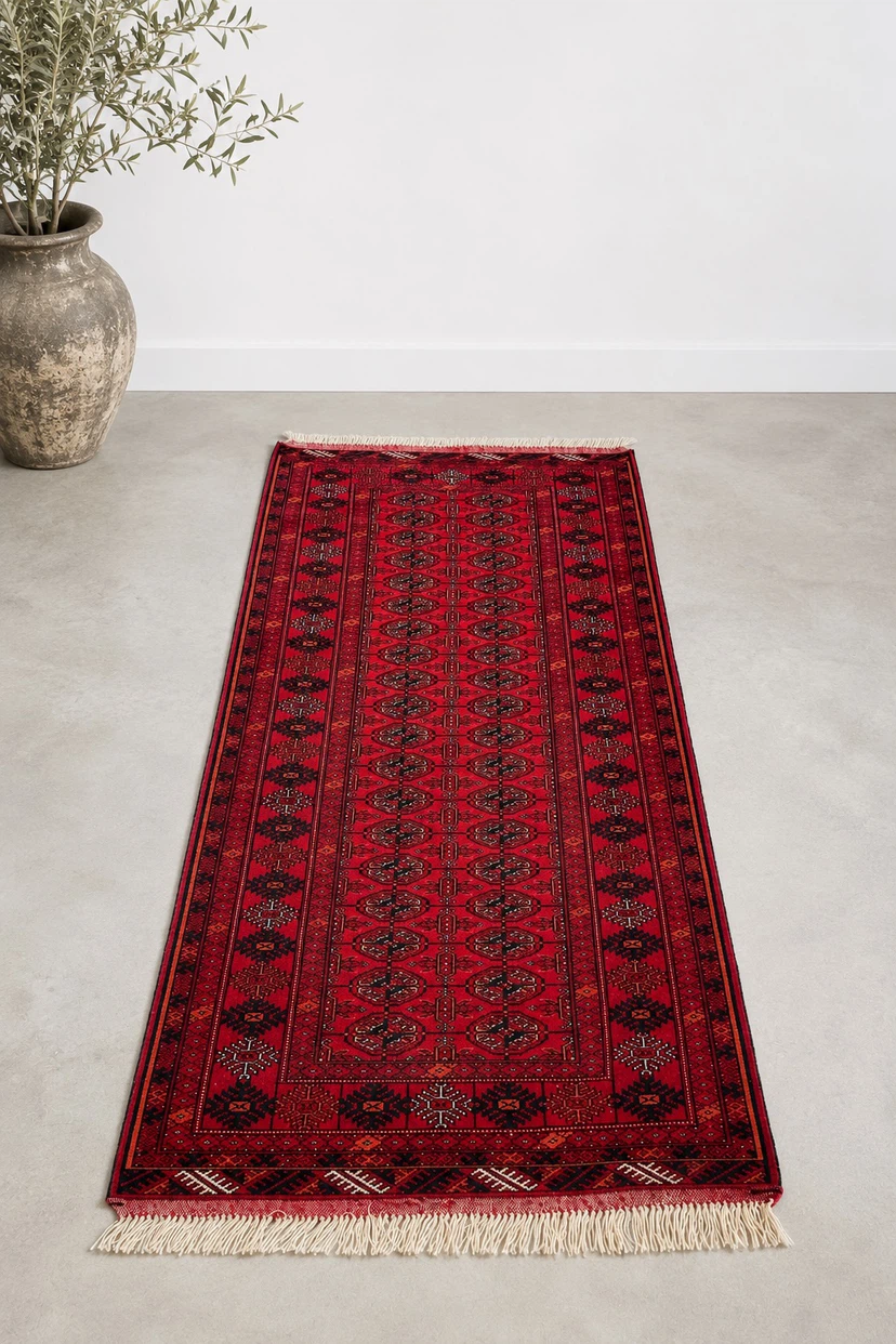 Vintage Hand Knotted Wool Geometric Rug - photo 2