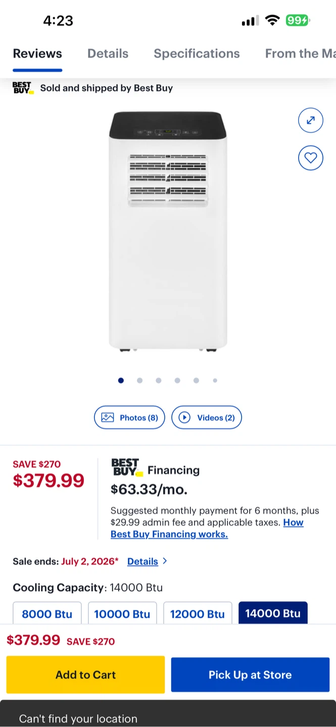 Insignia Portable Air Conditioner - 14000 BTU - photo 2