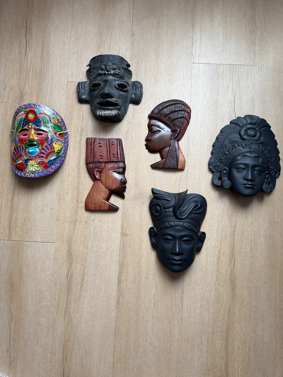 Set of 6 Decorative Carved Masks