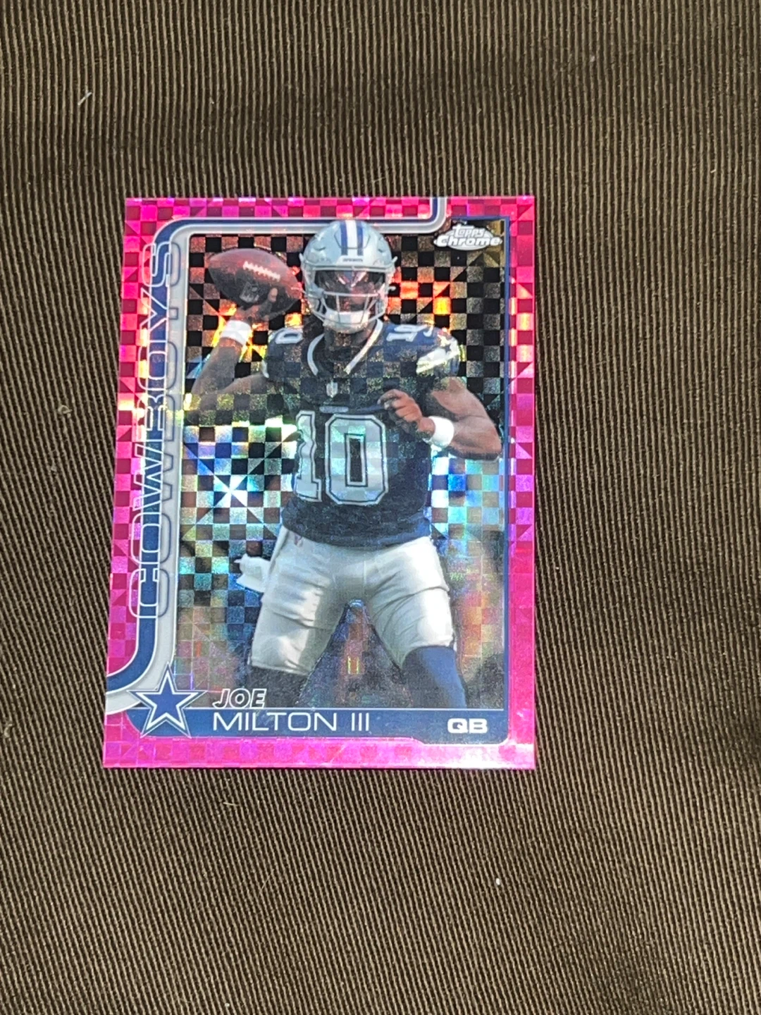 2022 Topps Chrome Joe Milton III Pink Refractor QB Card