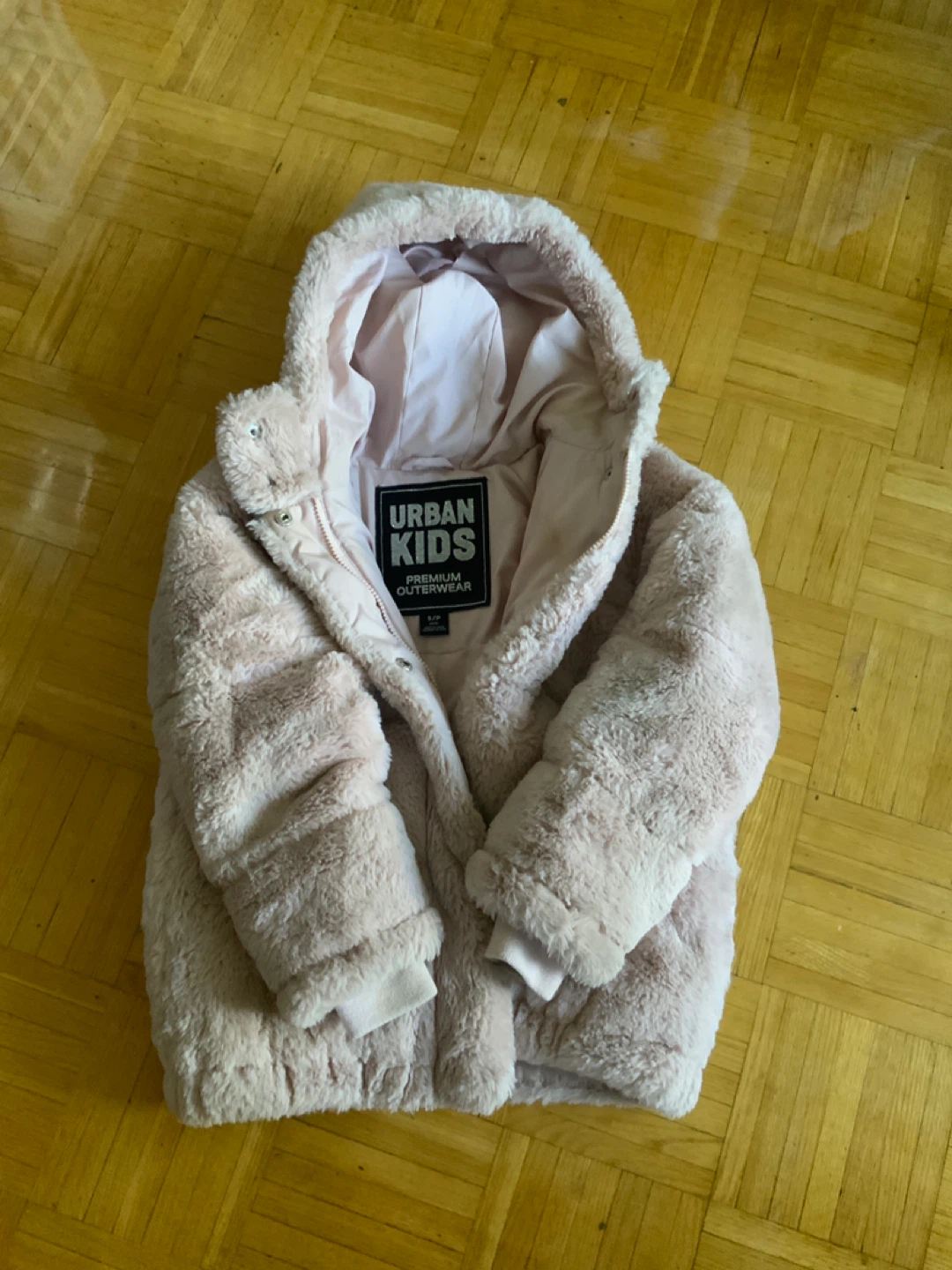 Urban Kids Pink Faux Fur Hooded Jacket
