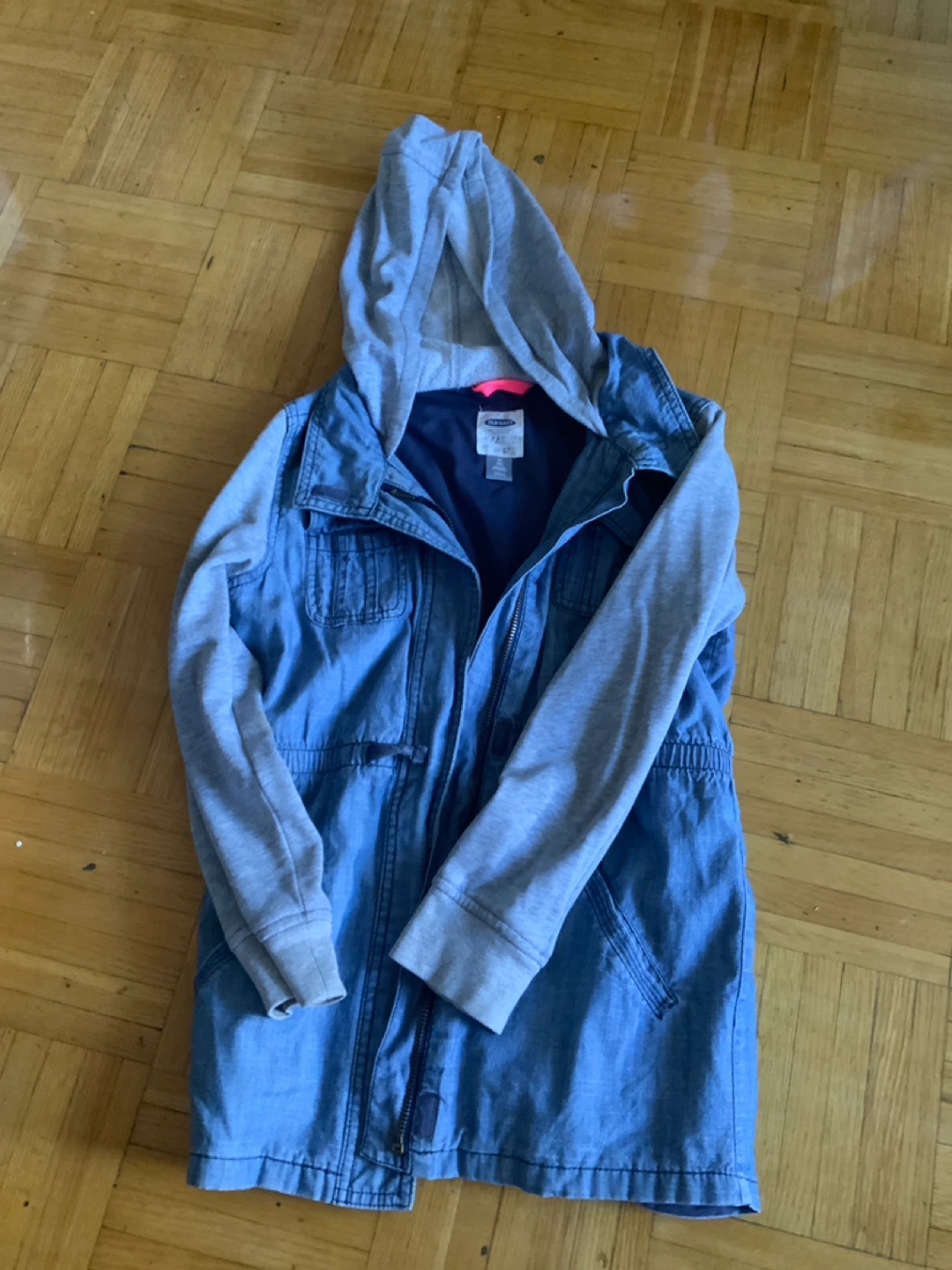 Old Navy Denim Jacket with Grey Sleeves