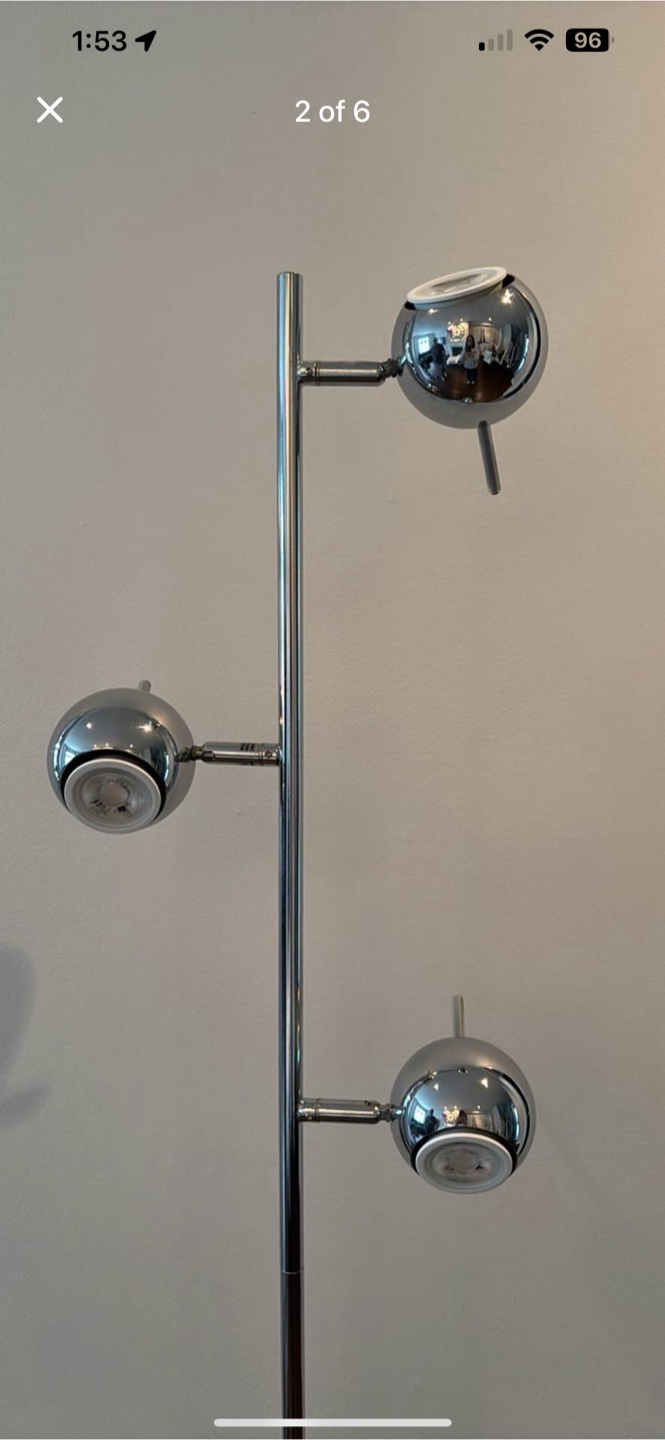 Chrome Floor Lamp with 3 Adjustable Spotlights - photo 2