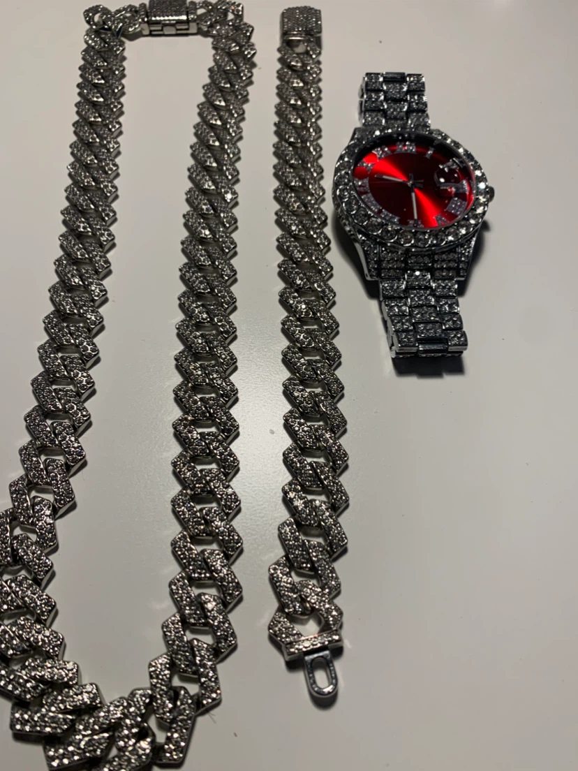 Iced Out Watch and Cuban Link Chain Set - photo 2