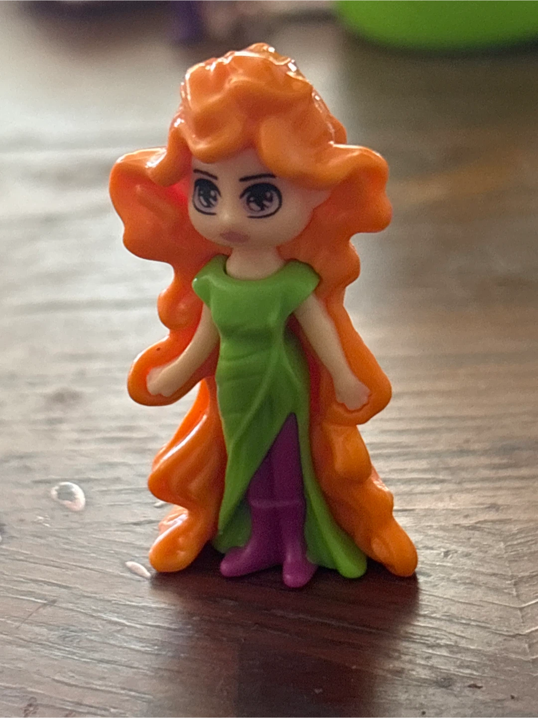 Miniature doll with orange hair and green dress - photo 2