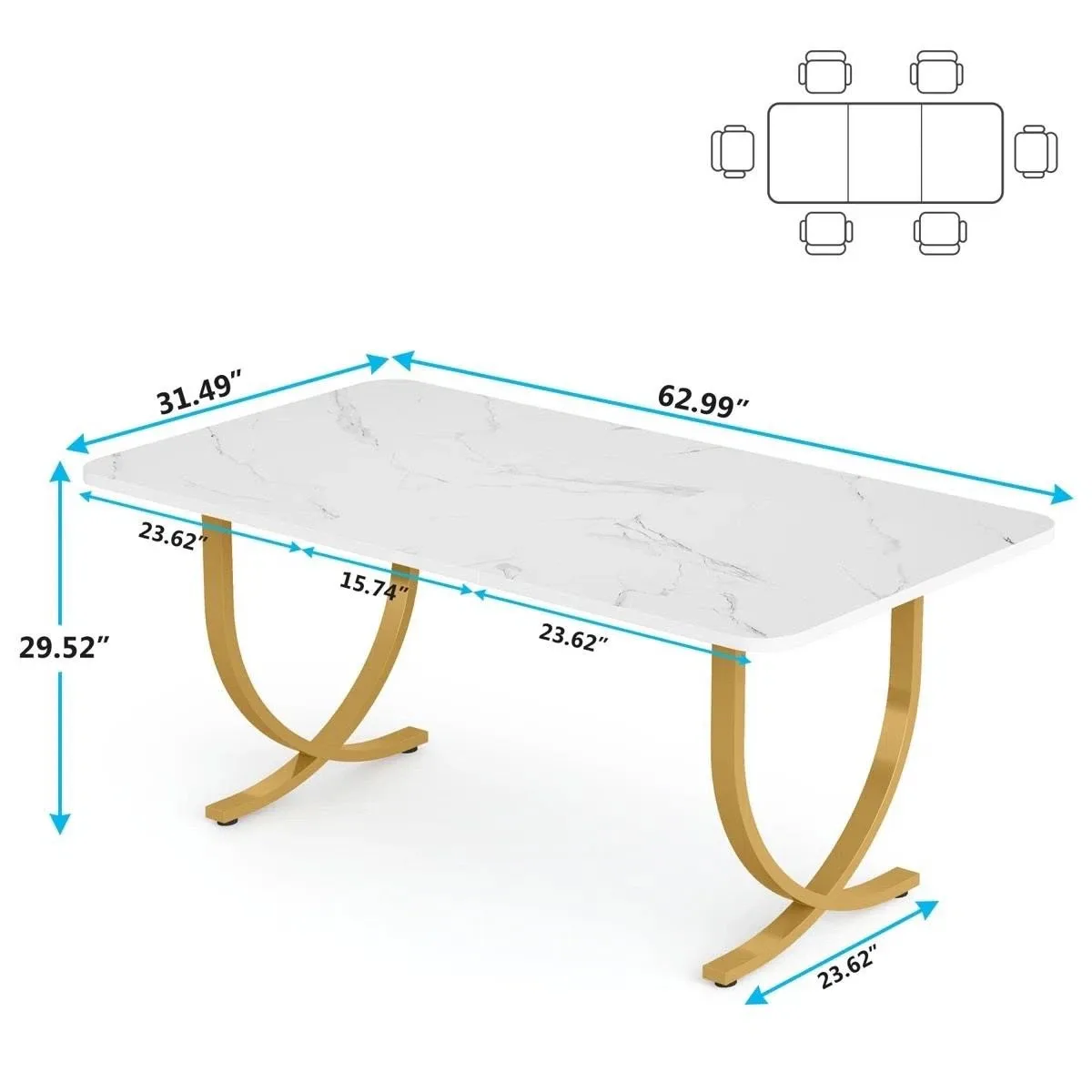 Marble Dining Table with Gold Base - photo 2