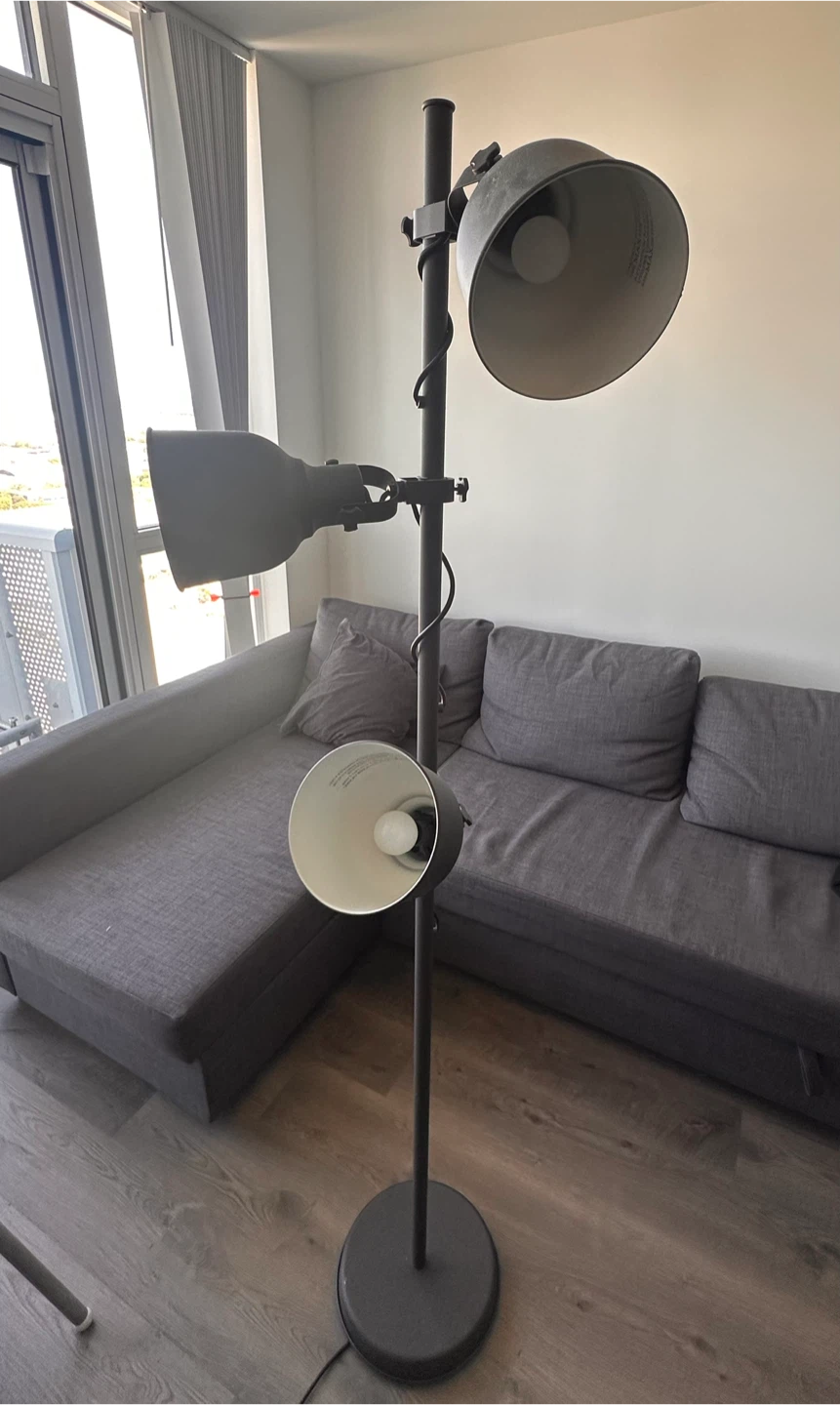 Grey 3-Head Floor Lamp
