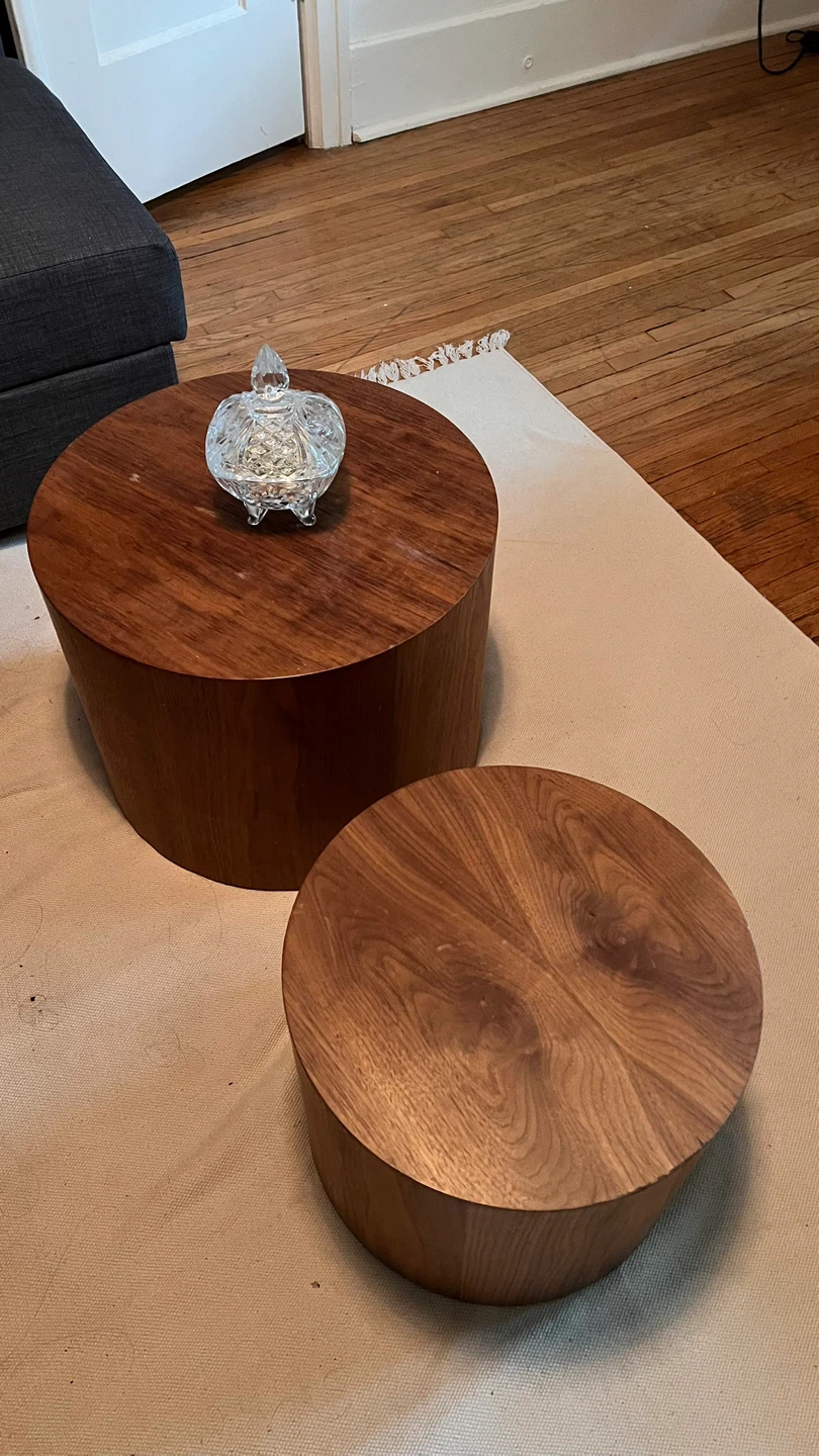 Wooden Pedestal coffee Tables (Set of 2)