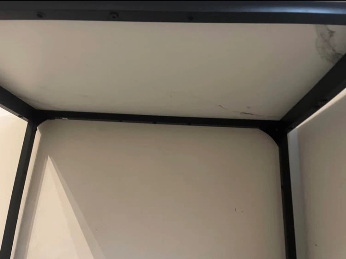 31 inch White Marble Top Desk with Black Metal Frame