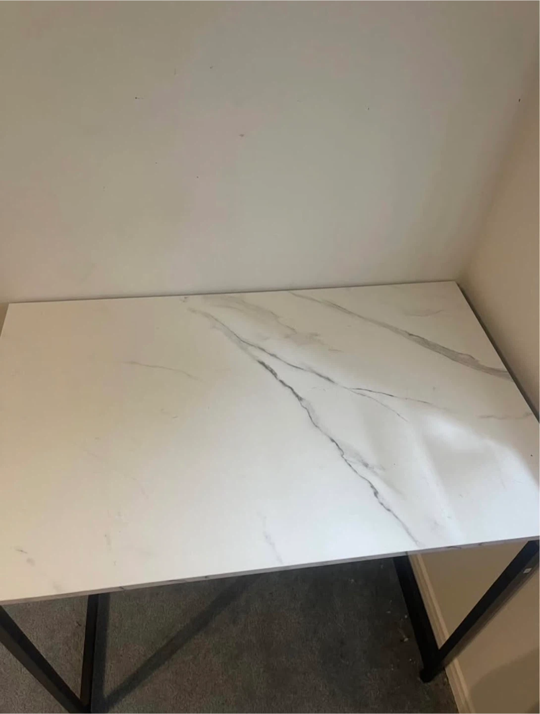 31 inch White Marble Top Desk with Black Metal Frame - photo 3