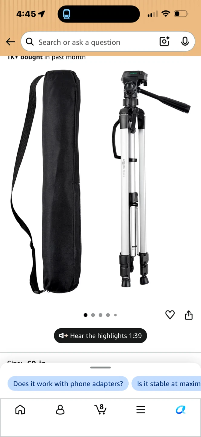Amazon Basics Lightweight Tripod with Bag