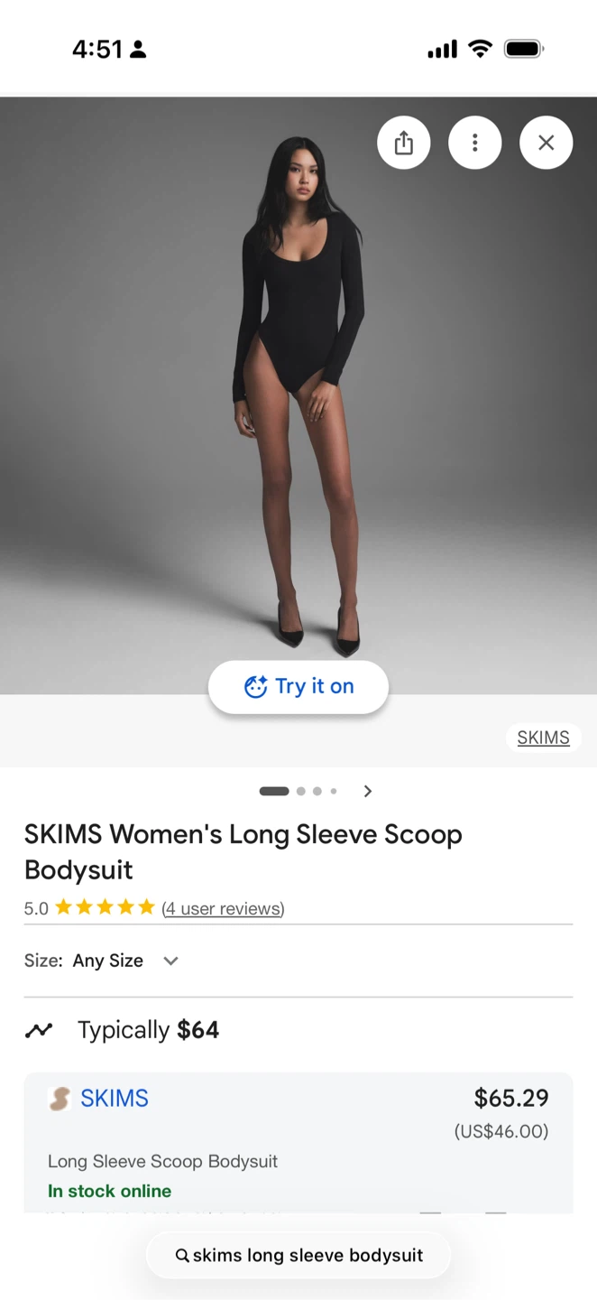 SKIMS Women's Long Sleeve Scoop Bodysuit