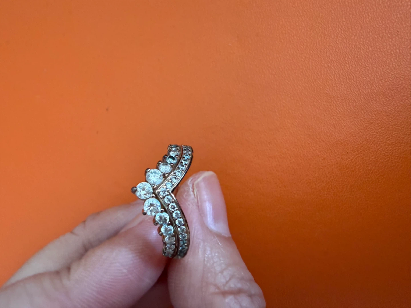 Pandora Sterling Silver & Cubic Zirconia Wishbone Ring