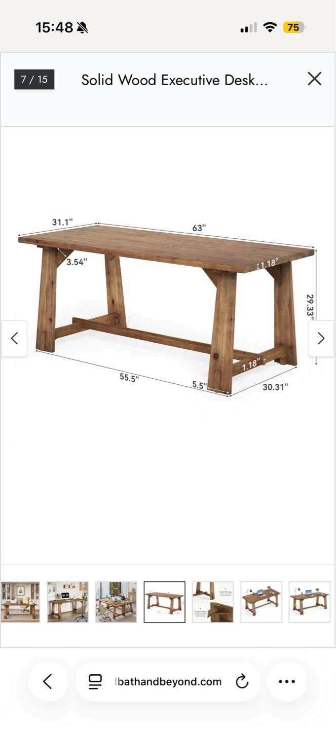 NEVER OPENED Solid Wood Executive Desk, Accent Work Table - photo 3