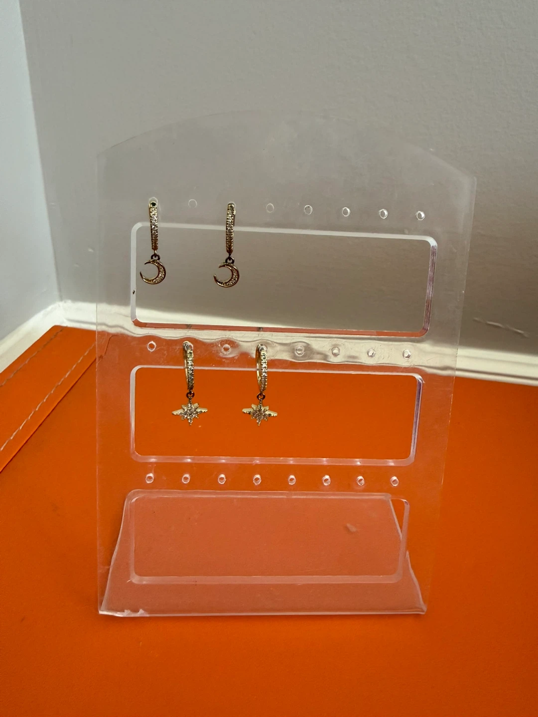 Gold Hoop Earrings with Moon and Star Charms - photo 3