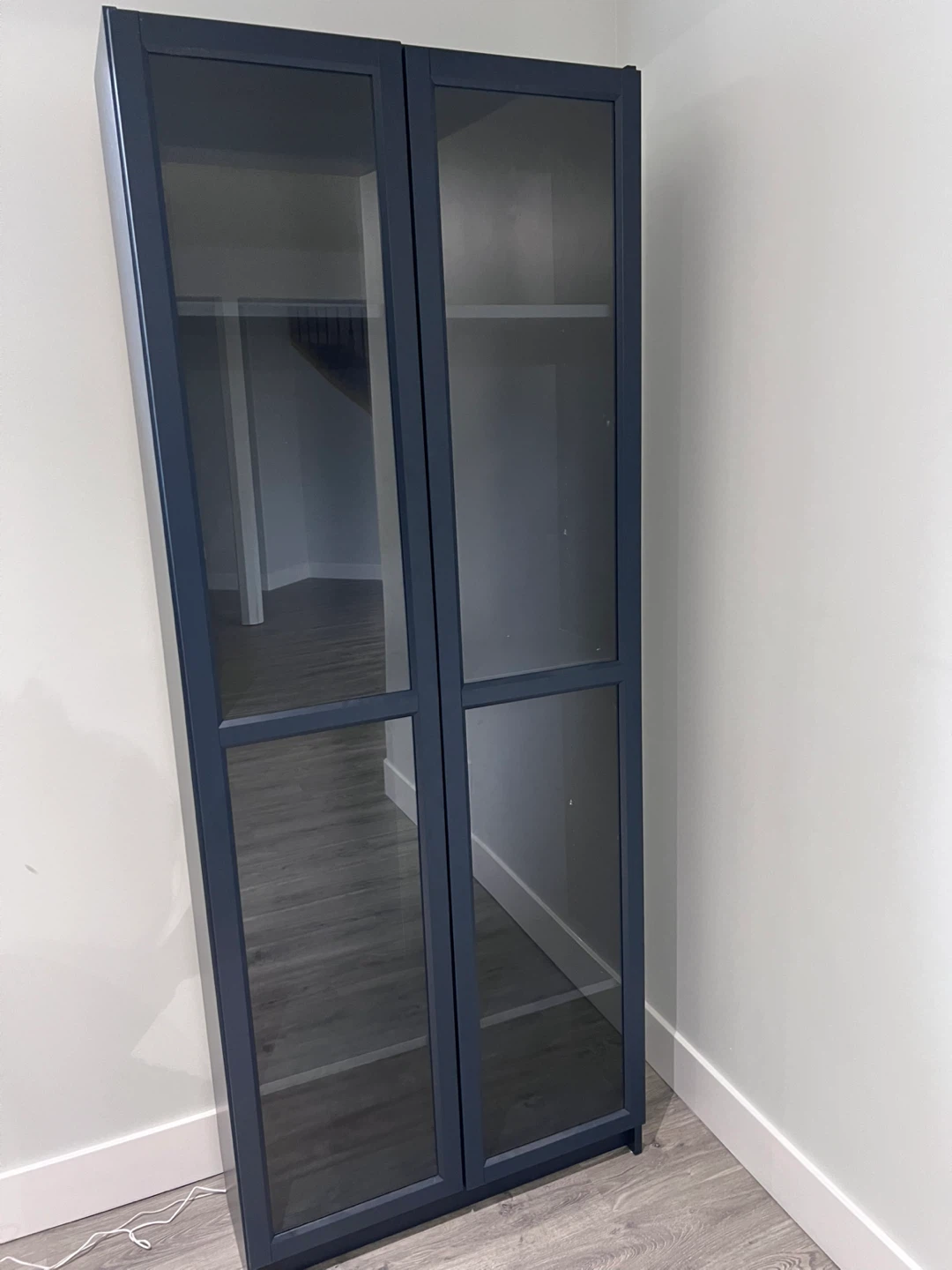 Navy Blue Display Cabinet with Glass Doors - photo 2