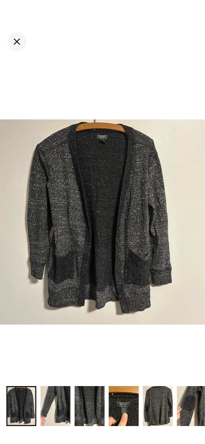 Roots Canada Grey Speckled Cardigan