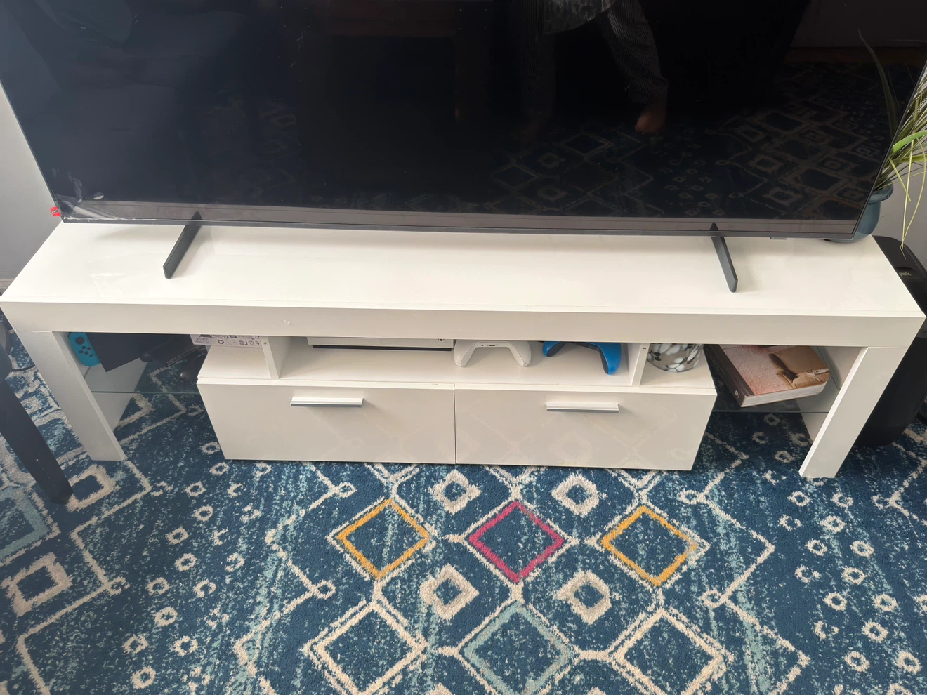 White TV Stand with Drawers
