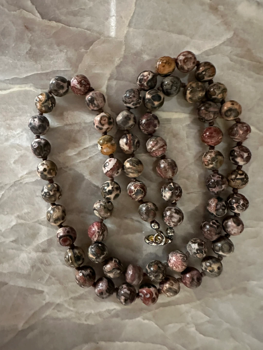 Vintage Leopard Skin Jasper Beaded Necklace