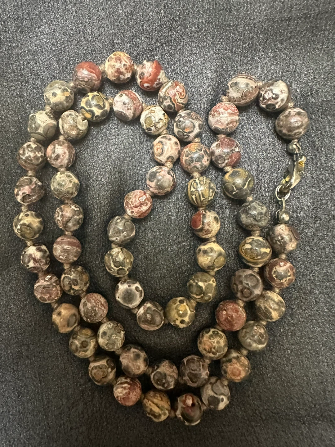 Vintage Leopard Skin Jasper Beaded Necklace - photo 3