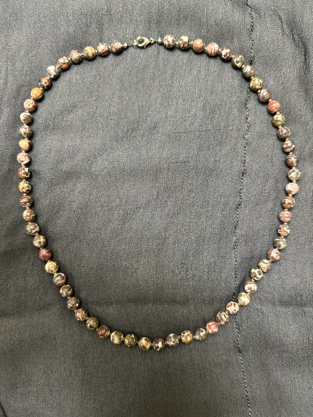 Vintage Leopard Skin Jasper Beaded Necklace - photo 4