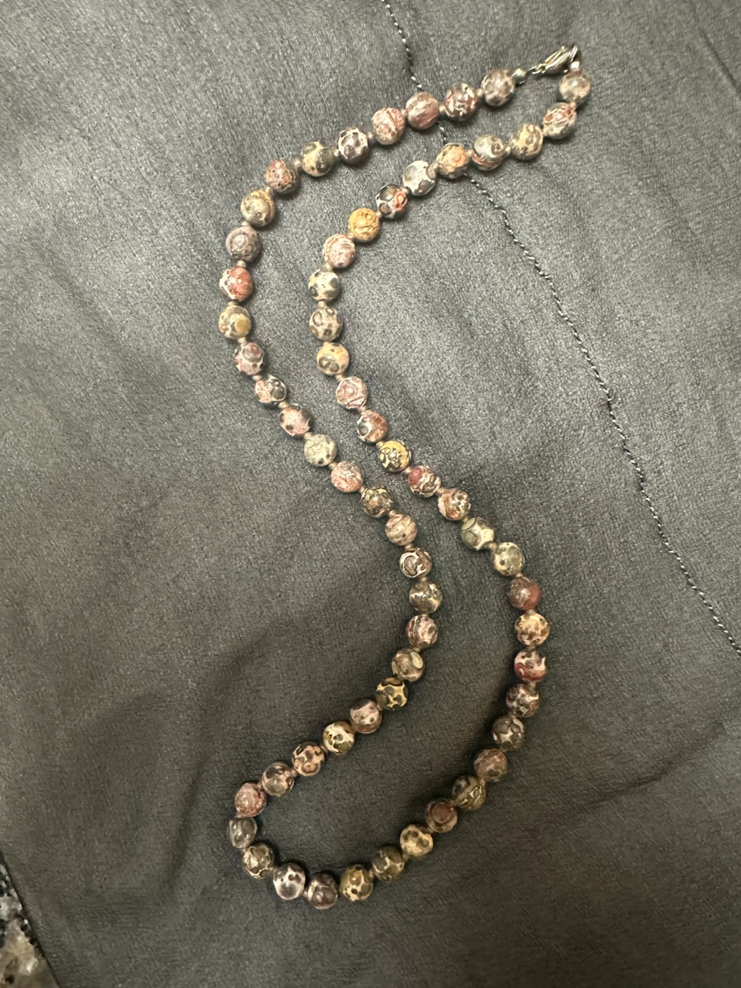 Vintage Leopard Skin Jasper Beaded Necklace - photo 5