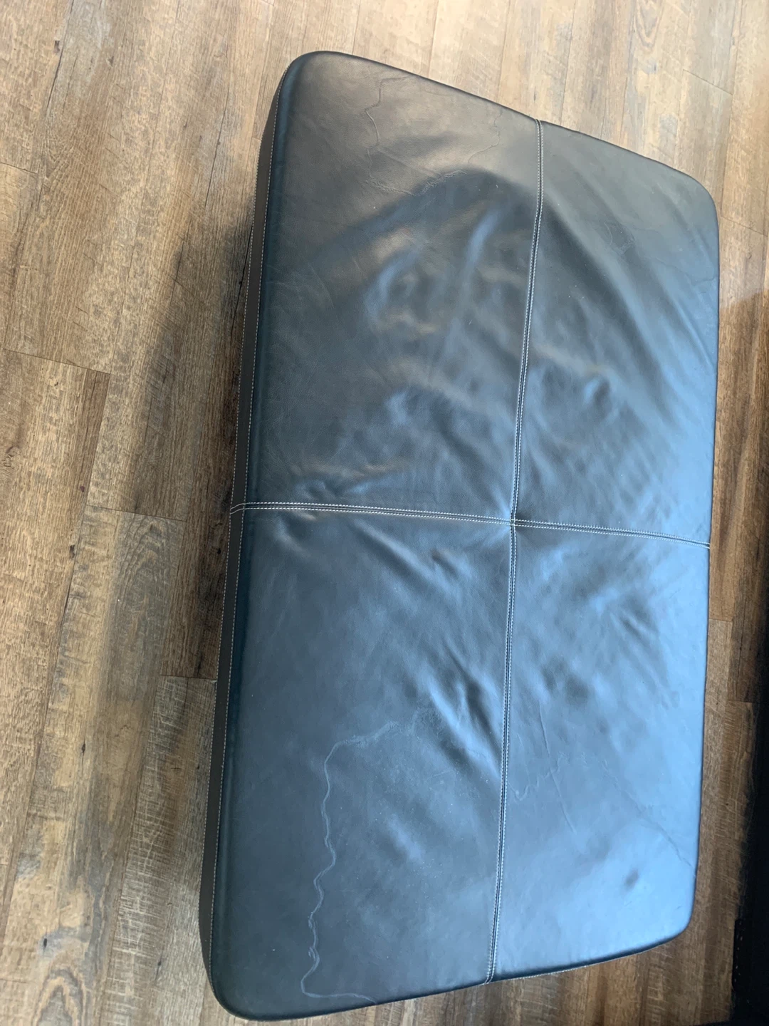 Black Leather Ottoman