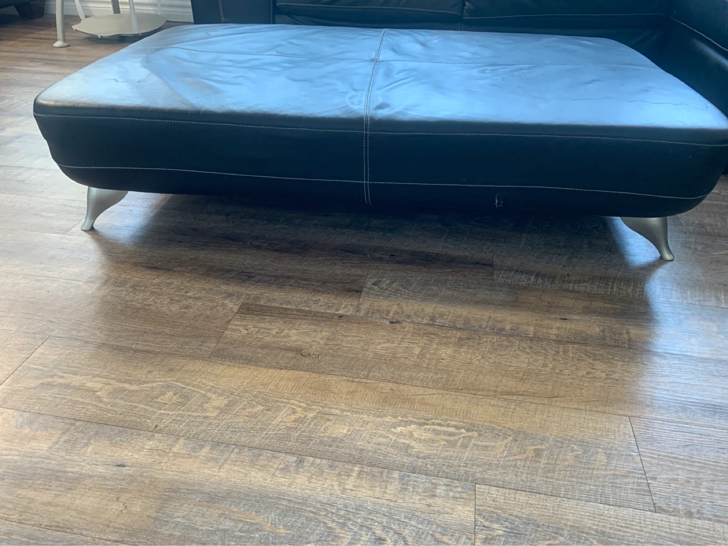 Black Leather Ottoman - photo 2