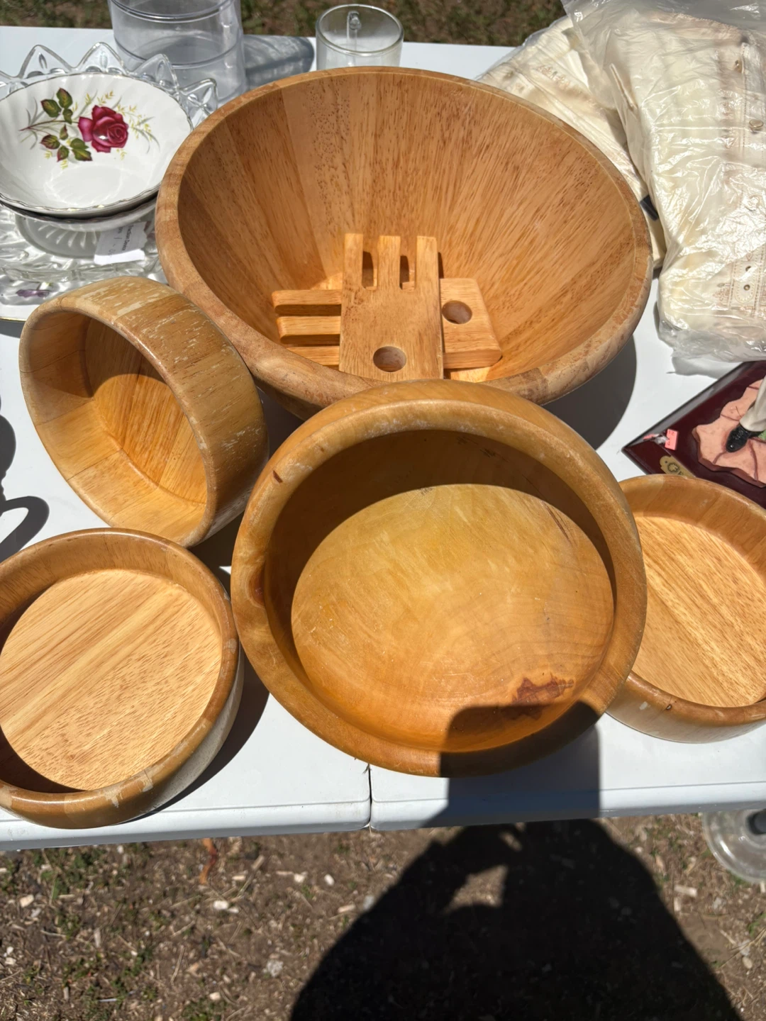 Wooden Salad Bowl Set with Tongs